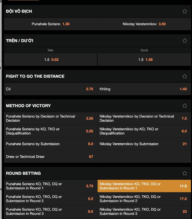 Tận dụng cược live khi trận đã bắt đầu